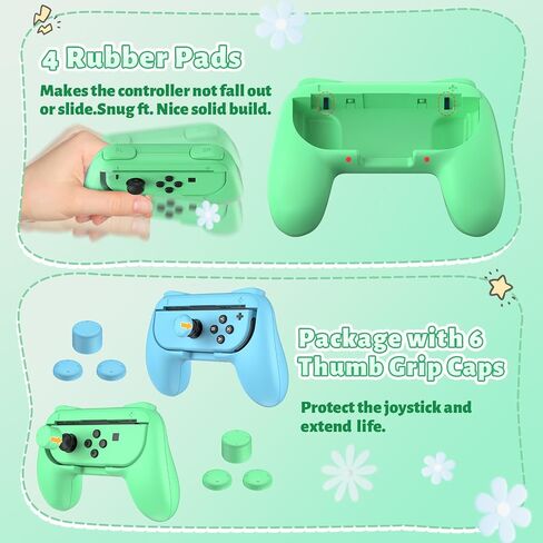 FASTSNAIL Switch Controller Grips for Nintendo Switch/OLED for JoyCons | Wear-Resistant Switch Controllers Holder Handle Kit, Ergonomic Design, 6 Non-Slip Thumb Grip Caps for Joycon 1 Accessories in Kuwait