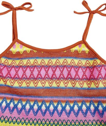 Verdusa Girl's Casual Geo Print Tie Shoulder Sleeveless Striped Crop Cami Top in Kuwait