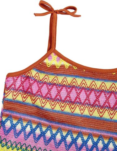 Verdusa Girl's Casual Geo Print Tie Shoulder Sleeveless Striped Crop Cami Top in Kuwait