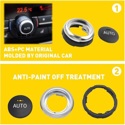 2Pcs Front/Rear AC Climate Control Knob Button Cover 61319393931 for BMW 5 6 7 Series X5 2014-2018 X6 2014-2019 in Kuwait