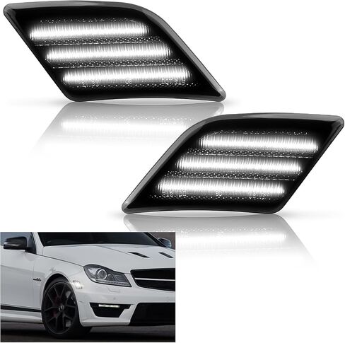 Bestview LED Side Marker Lights Compatible with 2008-2011 Mer'cedes Benz W204 C250 C300 C350 & 2008-2013 C63 AMG, Driver & Passenger Side, Smoked Len in Kuwait