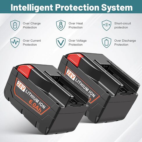WECACHWE 6000mAh 28V استبدال البطارية لميلووكي M28 28V أدوات الطاقة البطارية M28B M28BX 0726-20 0726-22 0719-20 0719-22 0779-20 22 0928-29 مجموعة أدوات لاسلكية مع 4 مؤشرات شحن LED in Kuwait