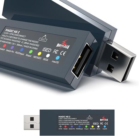 MAYFLASH Magic NS Wireless Bluetooth Controller USB Adapter for Switch/2, Windows, Raspberry Pi, Compatible with Switch Pro, PS4, PS5, Xbox Series X/S Controller and More in Kuwait