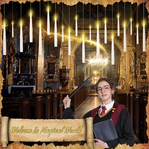 12 PCS Floating Candles with Wand - Christmas Decoration Magic Hanging Candles - Flickering Warm Light Floating Candle Decor for Home Indoor Room Classroom Bedroom Party in Saudi Arabia
