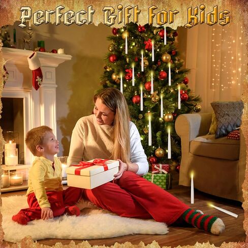 12 PCS Floating Candles with Wand - Christmas Decoration Magic Hanging Candles - Flickering Warm Light Floating Candle Decor for Home Indoor Room Classroom Bedroom Party in Saudi Arabia