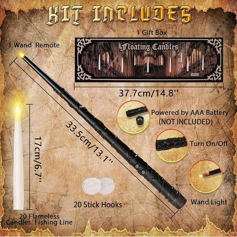 12 PCS Floating Candles with Wand - Christmas Decoration Magic Hanging Candles - Flickering Warm Light Floating Candle Decor for Home Indoor Room Classroom Bedroom Party in Saudi Arabia