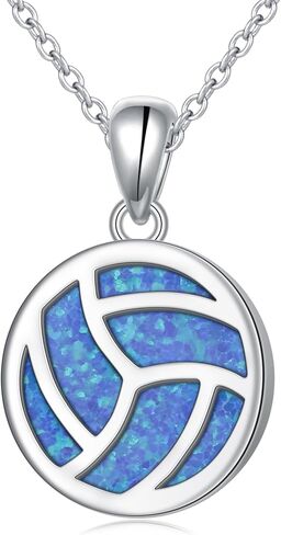 Opal Volleyball Necklace for Teen Girls 925 Sterling Silver Volleyball Pendant Necklaces I Love Volleyball Jewelry Gifts for Women Teen Girls Player in Kuwait