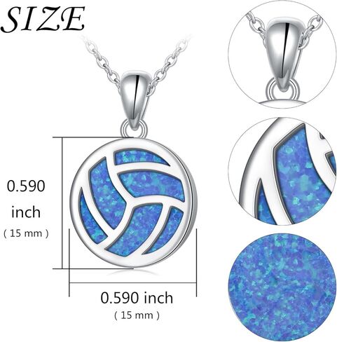 Opal Volleyball Necklace for Teen Girls 925 Sterling Silver Volleyball Pendant Necklaces I Love Volleyball Jewelry Gifts for Women Teen Girls Player in Kuwait