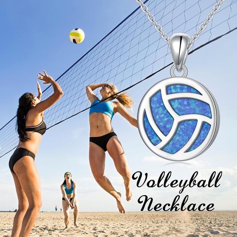 Opal Volleyball Necklace for Teen Girls 925 Sterling Silver Volleyball Pendant Necklaces I Love Volleyball Jewelry Gifts for Women Teen Girls Player in Kuwait