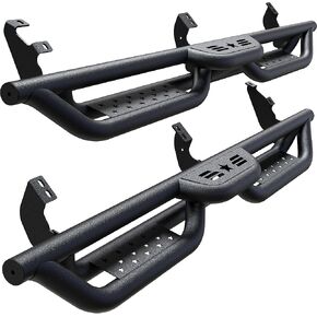 لوحات الجري متوافقة مع Toyota 4Runner 2010-2024 Trail Edition، 2014-2024 SR5/TRD Pro، قضبان جانبية بدرجين مقاس 6 بوصات مطلية بقضبان Nerf من الفولاذ الكربوني الأسود