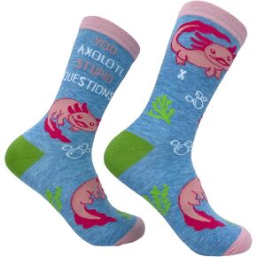 Crazy Dog T-Shirts Women's You Axolotl Stupid Questions Socks Funny Cute Salamander Joke Footwear, Multi - Axolotl, One size