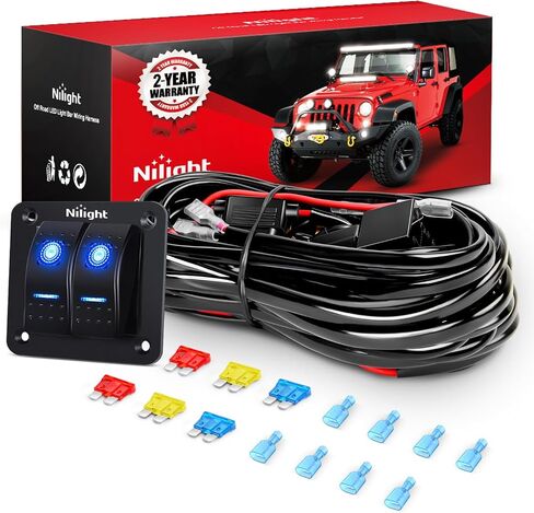 Nilight 16AWG 14AWG 12AWG LED ضوء شريط الأسلاك تسخير عدة 12V تشغيل / إيقاف 4 عصابة الروك لوحة التبديل السلطة التتابع بليد فيوز 5Pin تبديل التبديل للسيارات قارب ATV الشاحنات - 8 يؤدي in Kuwait