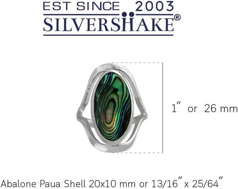 Silvershake 925 Sterling Silver Stone or Shell Inlay Simple Southwest Style Ring Jewelry for Women and Teens in Saudi Arabia