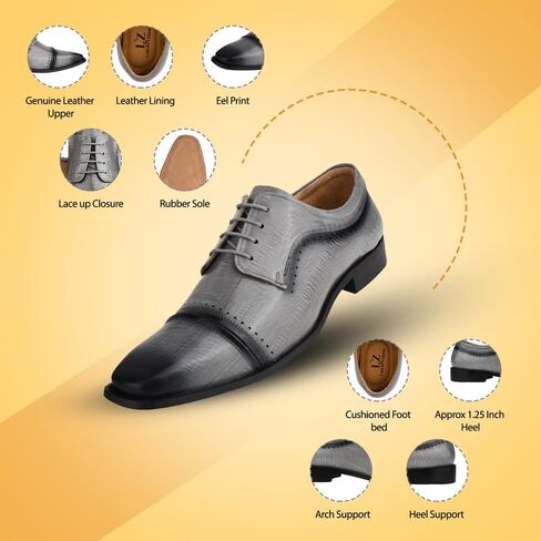 LIBERTYZENO Mens Animal Print Genuine Leather Lace Up Oxford Dress Shoes in Kuwait