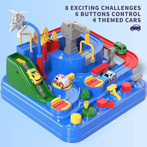 مسارات سيارات السباق Lucky Doug للأولاد، ألعاب مغامرات إنقاذ سيارات البناء للأطفال الصغار من عمر 3 4 5 6 سنوات من الأولاد والبنات in Kuwait