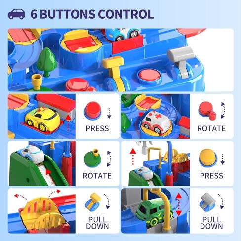 مسارات سيارات السباق Lucky Doug للأولاد، ألعاب مغامرات إنقاذ سيارات البناء للأطفال الصغار من عمر 3 4 5 6 سنوات من الأولاد والبنات in Kuwait