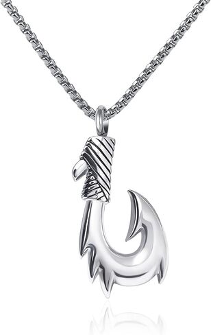 Fish hook Cremation Urn Necklace for Ashes Fishing Memorial Ashes Keepsake Pendant Jewelry in Kuwait