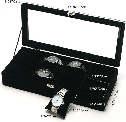 Watch Display Case Watch Organizer Watch Storage Box for Men Women Watch/Jewelry/Bracelet Box with Glass Lid for Show (Gray 4 Slot Velevt) in Kuwait