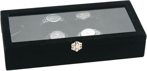 Watch Display Case Watch Organizer Watch Storage Box for Men Women Watch/Jewelry/Bracelet Box with Glass Lid for Show (Gray 4 Slot Velevt) in Kuwait