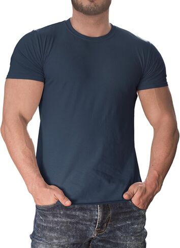Men's Modern Fitted T-Shirt - Ultra Soft Premium Essential Short Sleeve Crewneck Blank Performance Tee in Saudi Arabia