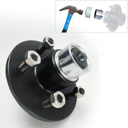 غطاء محور مقطورة 1.98 بوصة مع مقابس مطاطية 4 قطع وأداة تركيب - غطاء غبار معدني متين لمحمل المقطورة لمحاور من 2000 إلى 3500 رطل - غطاء شحم المقطورة لمقطورات القوارب والمعسكرات والمركبات الترفيهية in Kuwait