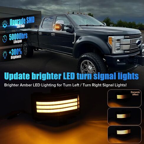 2Pcs Smoke Lens LED side Mirror Marker light Compatible with 2015-2022 F150 2017-2022 F250 F350 F450 super duty Switchback White Driving Parking Light Amber sequence flashingTurn Signal Light in Kuwait