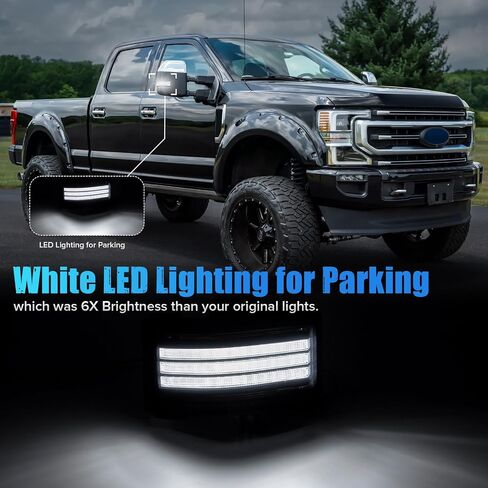 2Pcs Smoke Lens LED side Mirror Marker light Compatible with 2015-2022 F150 2017-2022 F250 F350 F450 super duty Switchback White Driving Parking Light Amber sequence flashingTurn Signal Light in Kuwait