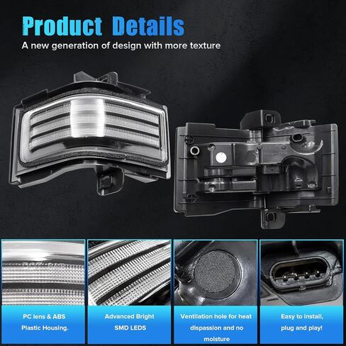 2Pcs Smoke Lens LED side Mirror Marker light Compatible with 2015-2022 F150 2017-2022 F250 F350 F450 super duty Switchback White Driving Parking Light Amber sequence flashingTurn Signal Light in Kuwait