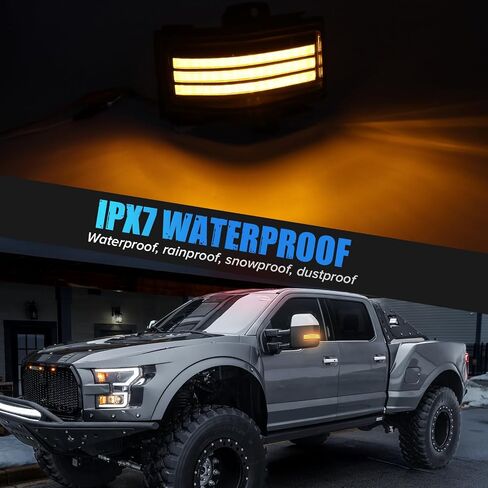 2Pcs Smoke Lens LED side Mirror Marker light Compatible with 2015-2022 F150 2017-2022 F250 F350 F450 super duty Switchback White Driving Parking Light Amber sequence flashingTurn Signal Light in Kuwait