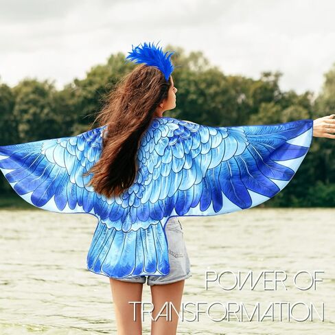 iROLEWIN Eagle Bird Wings Costume for Adults Feather Headband for Women Bald Hawk Costume as Mardi Gras Jungle Party Favors in Kuwait