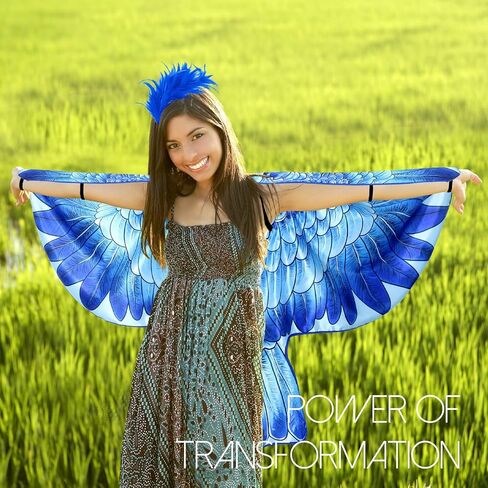 iROLEWIN Eagle Bird Wings Costume for Adults Feather Headband for Women Bald Hawk Costume as Mardi Gras Jungle Party Favors in Kuwait