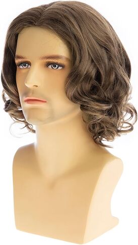 Mens Grey Wig Short Wavy Bob Wig Synthetic Cosplay Party Replacement Hair Wig in Kuwait
