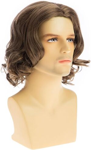 Mens Grey Wig Short Wavy Bob Wig Synthetic Cosplay Party Replacement Hair Wig in Kuwait