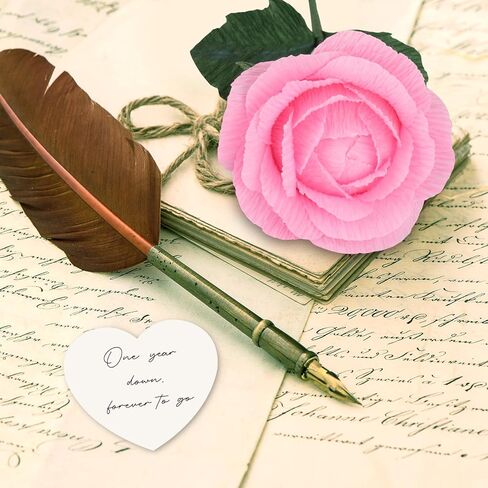 1st Year Anniversary Keepsake Paper Rose, Handmade Paper Gift for 1 Year Anniversary, with Message Card - One Year Down, Forever to Go (Red) in Kuwait