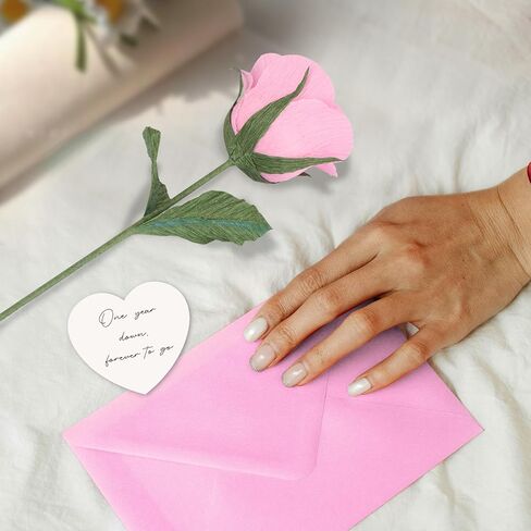 1st Year Anniversary Keepsake Paper Rose, Handmade Paper Gift for 1 Year Anniversary, with Message Card - One Year Down, Forever to Go (Red) in Kuwait