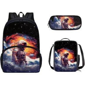 Customized Your Kids Name on American Flag Sunflower Cow Print School Backpack Set for Boys Girls, Set 3-in-1 Kids Teens School Bag Bookbag with Lunch Bag Pencil Bag in Kuwait