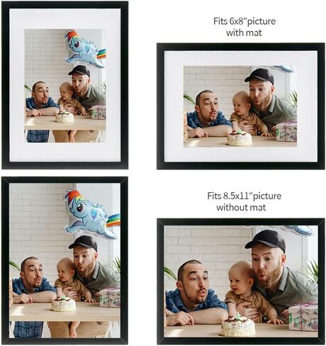 إطار صورة مقاس 11 × 14 مع زجاج شبكي مصقول، عرض 8 × 10 مع حصيرة قابلة للإزالة أو 11 × 14 بدون حصيرة، إطار صورة لعرض التعليق على الحائط، ملصقات ومطبوعات فنية باللون الأسود، (1، حزمة) in Kuwait