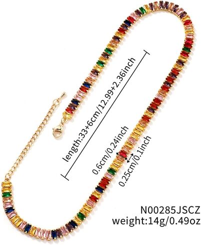 Soyzvteo Diamond Tennis Necklace Cubic Zirconia Stones Tennis Diamond Chain Necklace Gold Plated Tennis Necklace Dainty Tennis Chain Jewelry Gifts for Women Girls in Saudi Arabia