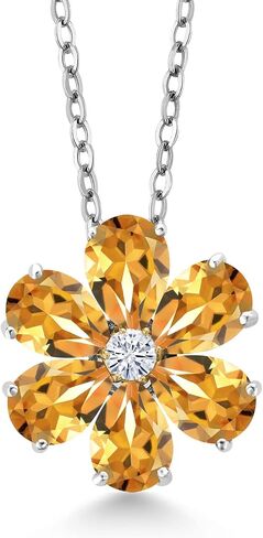 Gem Stone King 925 Silver and 10K Yellow Gold Red Garnet and White Moissanite Pear Shape Flower Pendant Necklace For Women (3.01 Cttw, with 18 Inch Chain) in Saudi Arabia