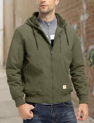 TBMPOY Men's Winter Jackets Hooded Work Cotton Fleece Lined Duck Coats Flannel Active Workwear Coat in Kuwait