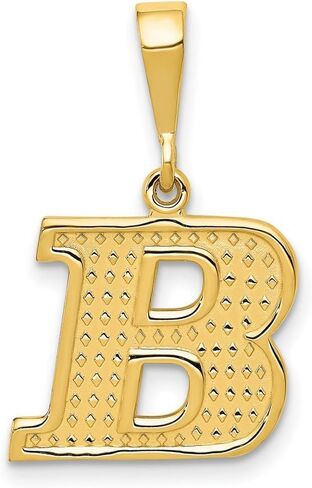 JewelryWeb 14k Yellow Gold Solid Polished Textured back Initial Charm - Measures 25.8x15.8mm - Initial Options: A B C D E F G H I J K L M N O P R S T V W in Kuwait