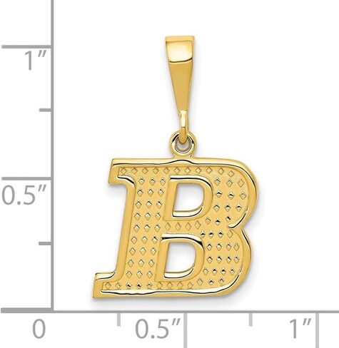 JewelryWeb 14k Yellow Gold Solid Polished Textured back Initial Charm - Measures 25.8x15.8mm - Initial Options: A B C D E F G H I J K L M N O P R S T V W in Kuwait