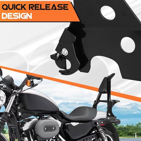 مسند ظهر للركاب الخلفي قابل للفصل للدراجة النارية شريط سيسي مع مشابك لرسو السفن الدوارة متوافقة مع 2004-2023 Sportster XL 883 1200 in Kuwait
