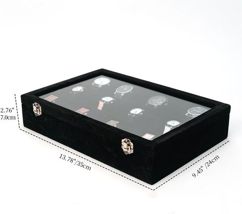 Watch Organizer Watch Storage Box Watch Display Case for Men Women Watch/Jewelry/Bracelet Box with Glass Lid for Show (Black 8 Slot Velevt) in Kuwait
