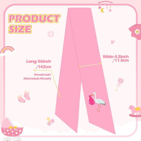 WATINC Wreath Sash Valentine's Day - 2pcs Valentine Sweet Heart Wreaths DIY Bow for Front Door Decoration, Romantic Pink Satin Sash Accessories for Home Yard Doorway Wall Window Decor (56'' x 4.5'') in Kuwait