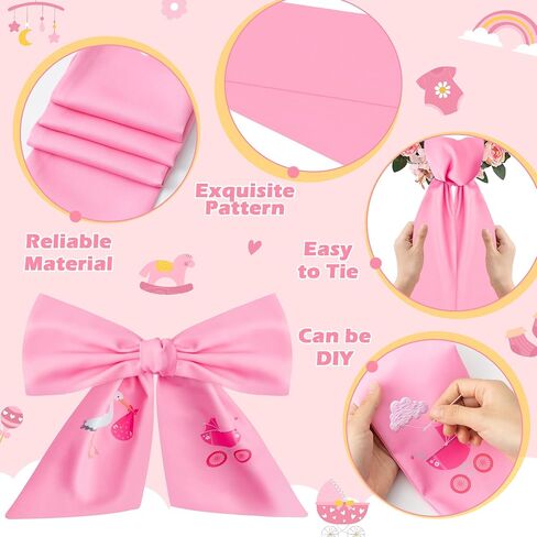 WATINC Wreath Sash Valentine's Day - 2pcs Valentine Sweet Heart Wreaths DIY Bow for Front Door Decoration, Romantic Pink Satin Sash Accessories for Home Yard Doorway Wall Window Decor (56'' x 4.5'') in Kuwait