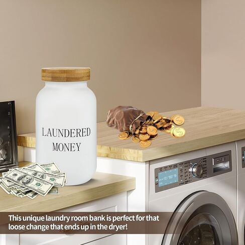 Laundry Room Bank Coin Jar,Creative Piggy Bank with Money Slot,Rustic Coin Bank for Laundry Room Decor & Farmhouse Style Home Decor. (Black) in Kuwait