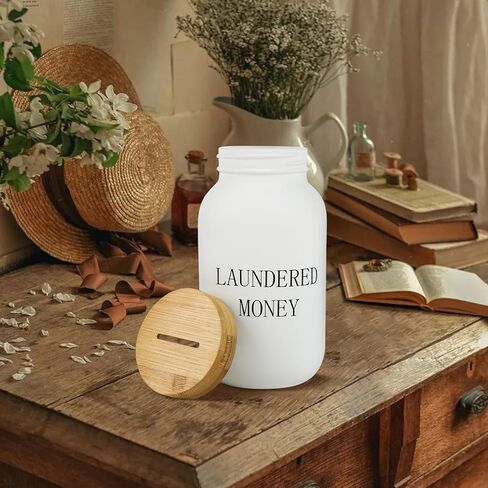 Laundry Room Bank Coin Jar,Creative Piggy Bank with Money Slot,Rustic Coin Bank for Laundry Room Decor & Farmhouse Style Home Decor. (Black) in Kuwait