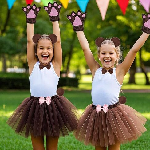 Kirei Sui Kids Animal Costume Black White Panda Tiger Monkey Bear Sheep Tutu Ear Headband Bow Tie Tail Paws Set in Kuwait