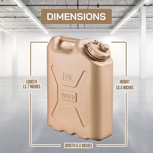 Scepter 5 Gallon 20 Liter Durable Portable BPA Free Military Water Storage Container for Camping and Emergency Management with Small Spout, Sand in Saudi Arabia